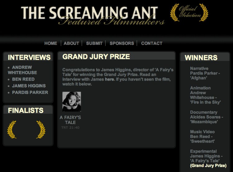 "A Fairy's Tale" wins Grand Jury Prize at The Screaming Ant Short Film Fest!